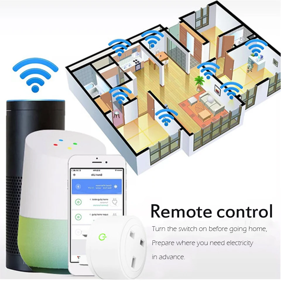 1PC UK Smart Socket Wifi Wireless APP Remote Power Switch Voice Intelligent Home Power Plug for Amazon Alexa Google Outlet (5)