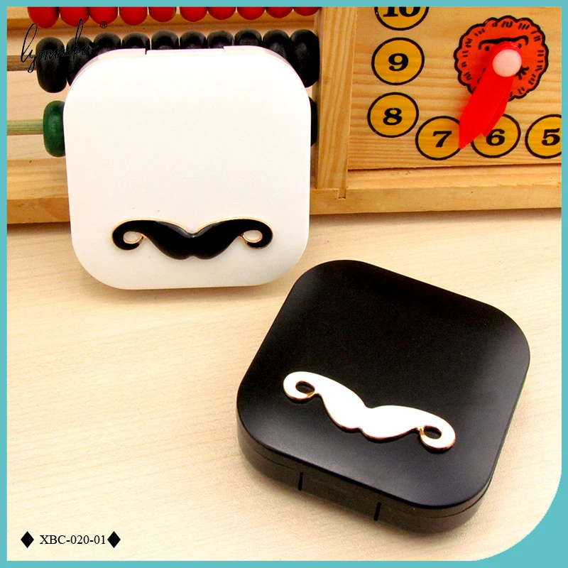 

Lymouko New Design Lovely Little Mustache Portable Plastic Contact Lens Case Holder Lenses Box Travel Container