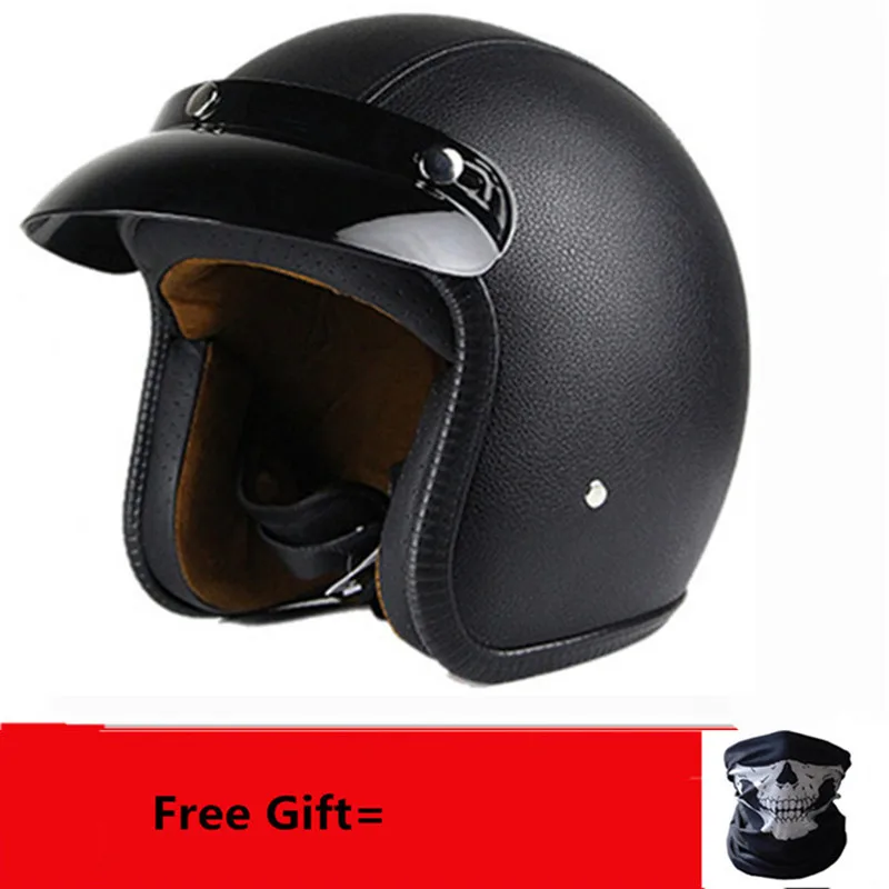 Free shipping visor top quality open face motorcycle helmet visor silver color available vintage helmet windshield shield - Цвет: black leather