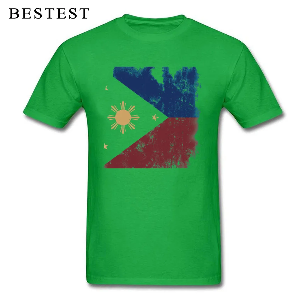 Flag of The Philippines 1024 Top T-shirts Fashionable Brand Round Neck Cotton Fabric Tops Shirt Tops Shirt for Men Mother Day Flag of The Philippines 1024 green