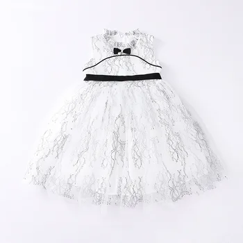 

SFK-012 NEW Summer Girls Pageant Wedding Dresses Lace Gauze Girls Dresses Sleeveless Vest Party Dress For 5-13 Years Girls