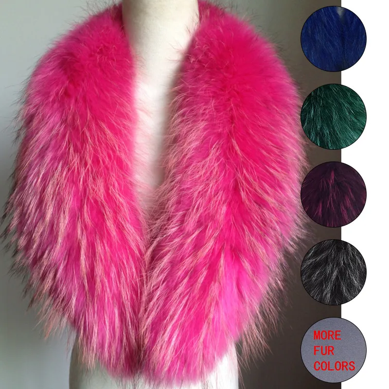 

100% Genuine Real Raccoon Fur Collar Scarf For Coat Detachable Natural Raccoon Fur Scarf For Women Real Fur Collar Neck Warmer