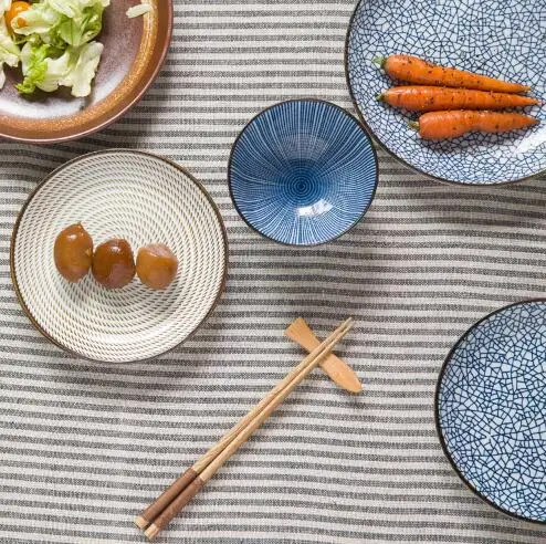 Japanese style HENG FENG Ceramic Steamed Rice Bowl Sauce Dish Soup Bowl Fish Plate Porcelain Sushi Plate Tableware