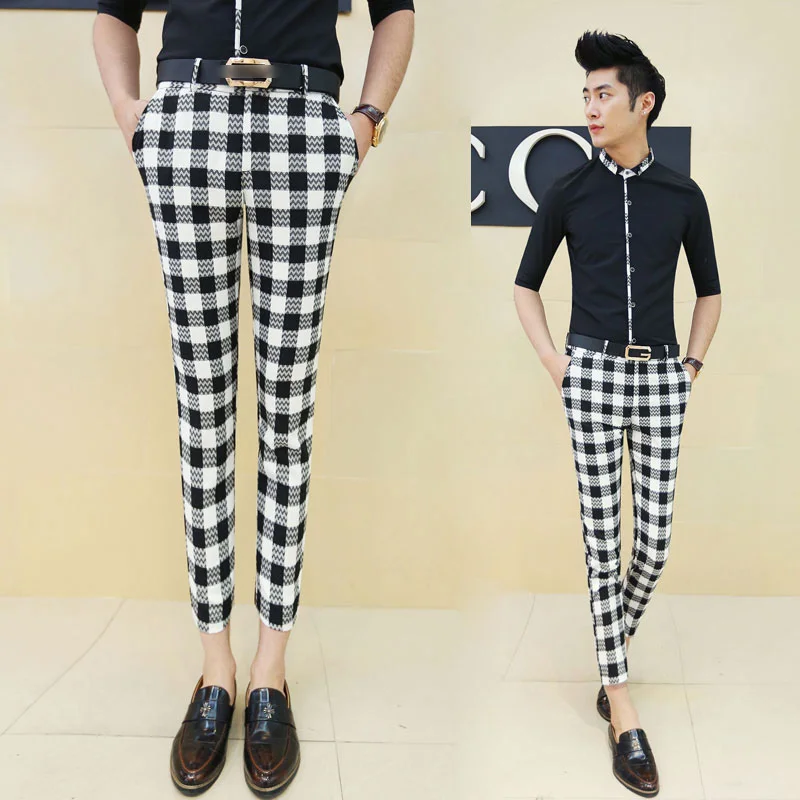 mens cropped tartan trousers