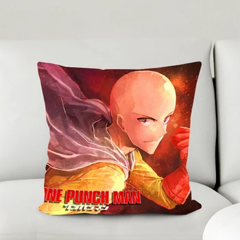 

New Home Textile Micro-suede Fabric One-sided Two-sided Square Pillow Case Anime One-Punch Man Saitama #40972A
