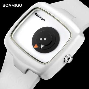 

fashion women watches BOAMIGO brand creative ladies quartz watches girl white rubber wristwatches gift clock relogio feminino