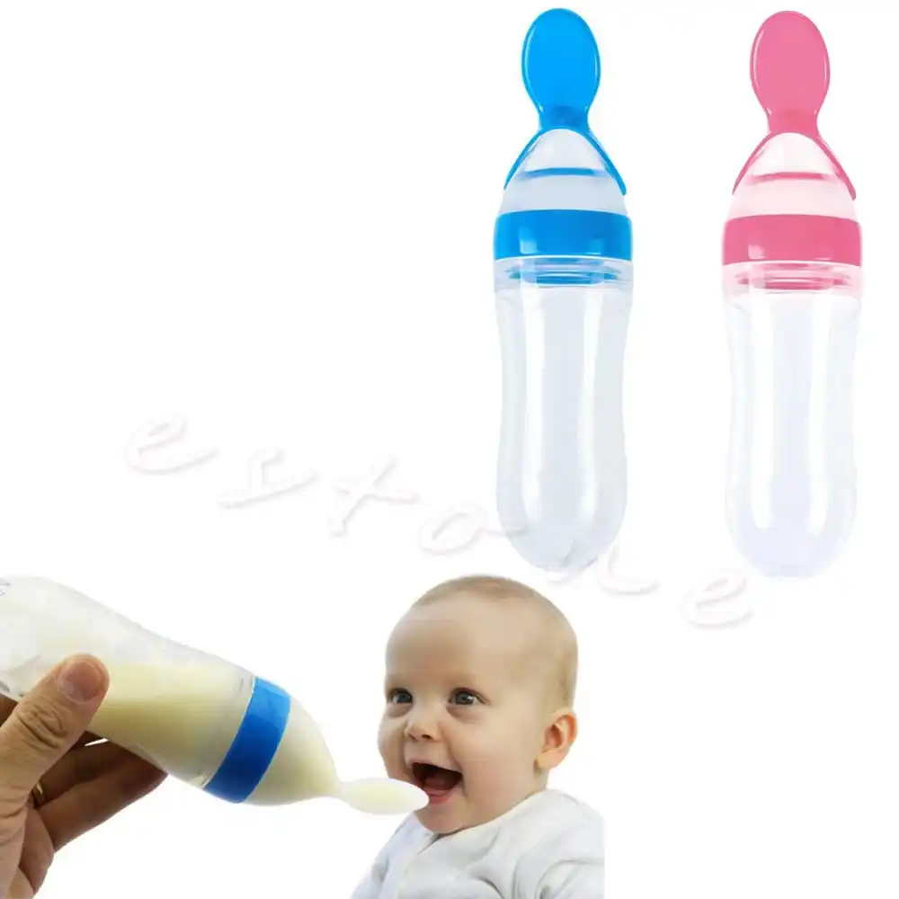1pc Infant Baby Silicone Feeding With Spoon Feeder Food Rice