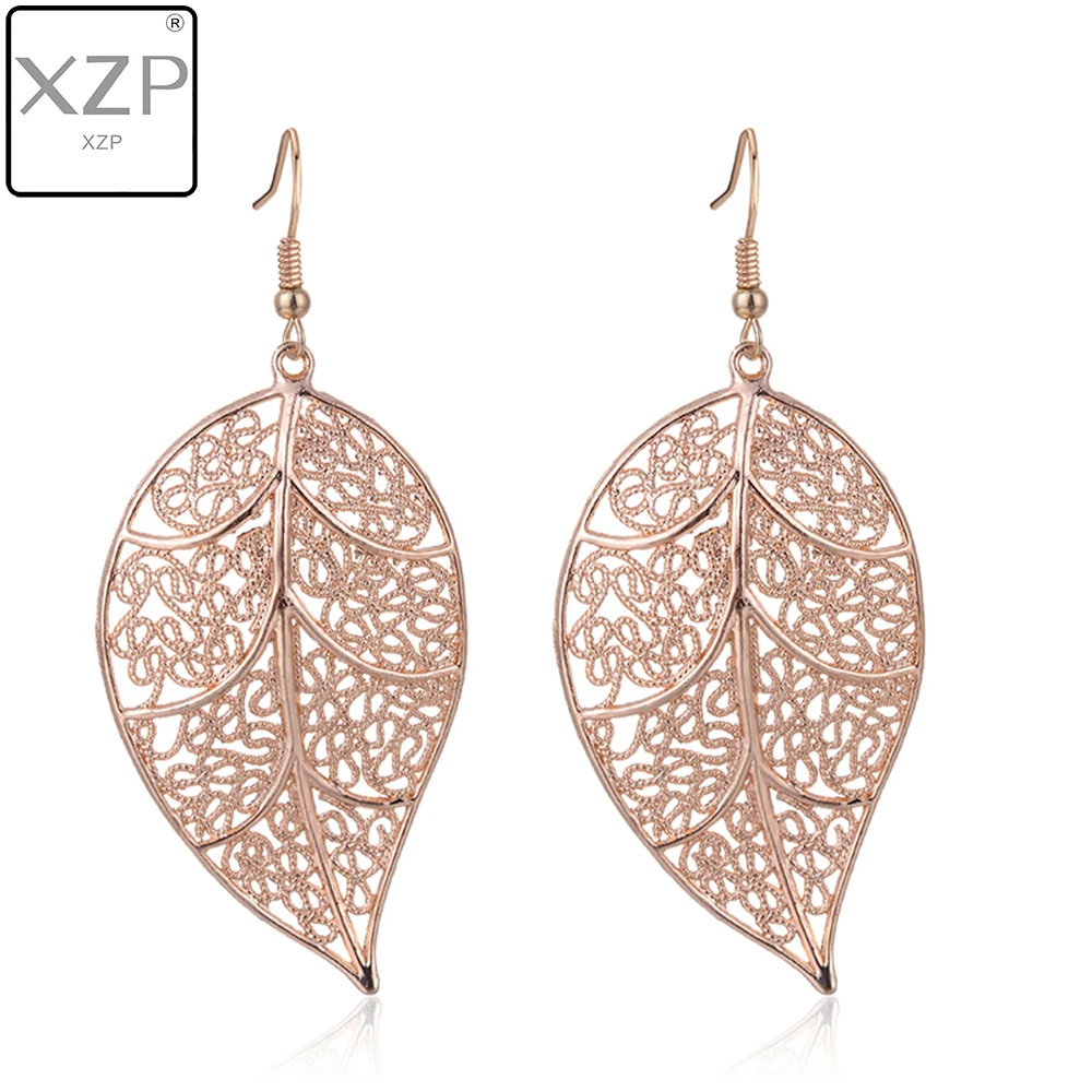 

XZP Vintage Leaves Drop Earrings Luxury Boho Bohemian Leaf Dangle Earrings Hollow Out Earrings For Women New Fashion Jewelry
