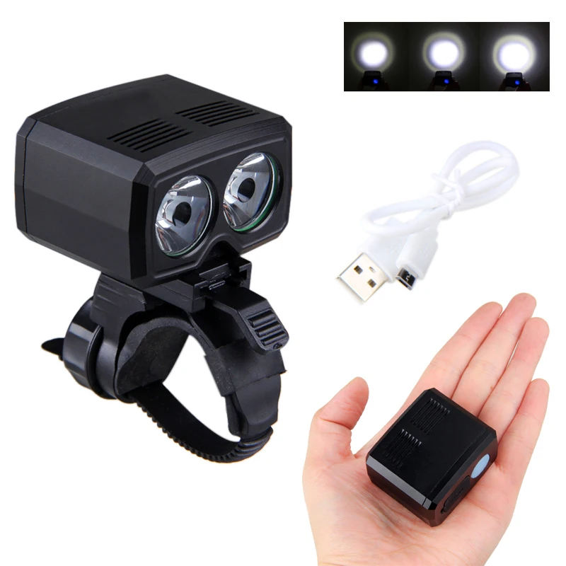 Tanie 5 trybów USB rower na akumulator 2x XM L T6 LED przednia kierownica światło rowerowe wbudowana bateria reflektor akcesoria rowerowe