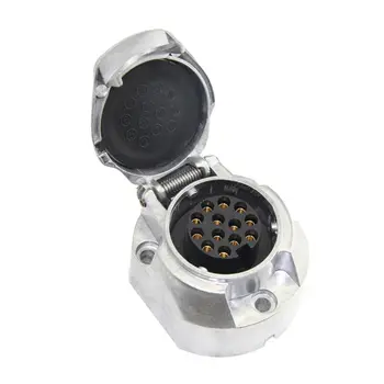 

New 1 Pc 13Pin Metal Trailer Socket Aluminium Alloy 13 Way Lights Connectors Electrics Adapter For Vehicle Car RV Caravan