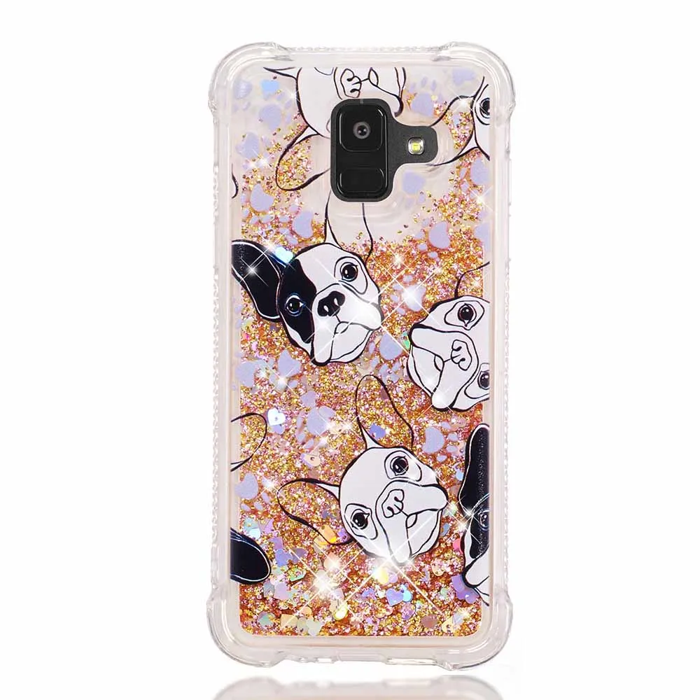 Black White Dog Блеск динамическая жидкость чехол для samsung Galaxy A6 A8 плюс J2 Pro A6+ A310 A510 A320 A520 A720 бампер с жидким песком чехол B31 - Цвет: Black White Dog