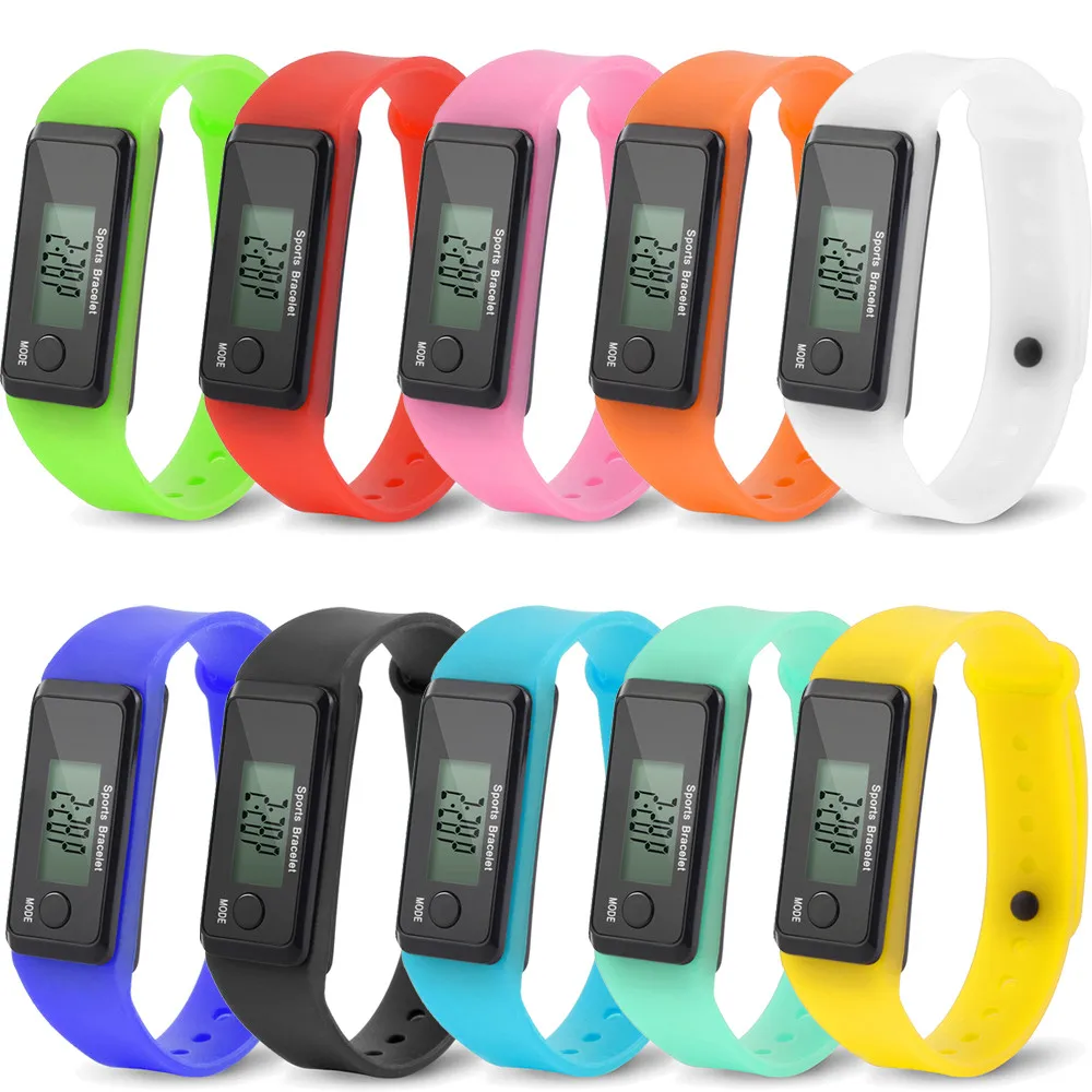 

Digital LCD Silicone Pedometer Running Walking Distance Calorie Counter Wrist Female and Male Sports Fitness Watch Bracelet