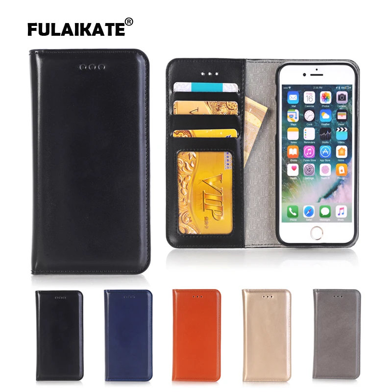 

FULAIKATE 2 in 1 Wallet Holster Flip Case for iPhone 7 Soft TPU Back Cover for Apple iPhone7 Card Bag Protective Phone Cases