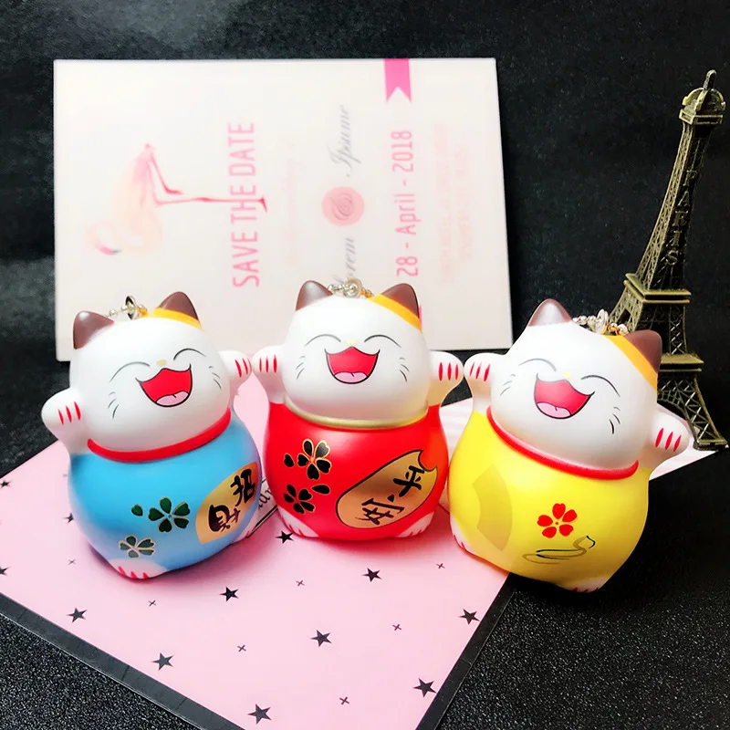 Cute Fortune Cat Figures Toys Keychain Anime Cartoon Lucky Cats Neko Figuras Dolls Key Bag Pendant (5)
