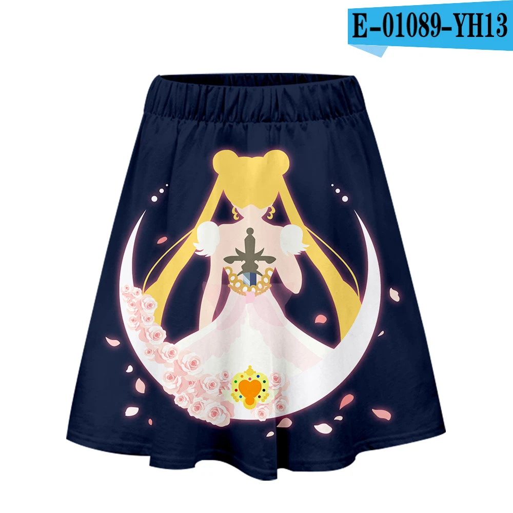Sailor Moon, летняя юбка до колена, Женская мода, Harajuku, японская женская юбка с высокой талией, Акихабара, а-силуэт, школьная юбка, женская - Цвет: one