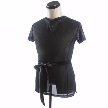

Sexy Male Latin Dance Shirts Black Color Fringe Tops Wears Traditional Men India Ballroom Spring Tops Classical Clothes Q7049