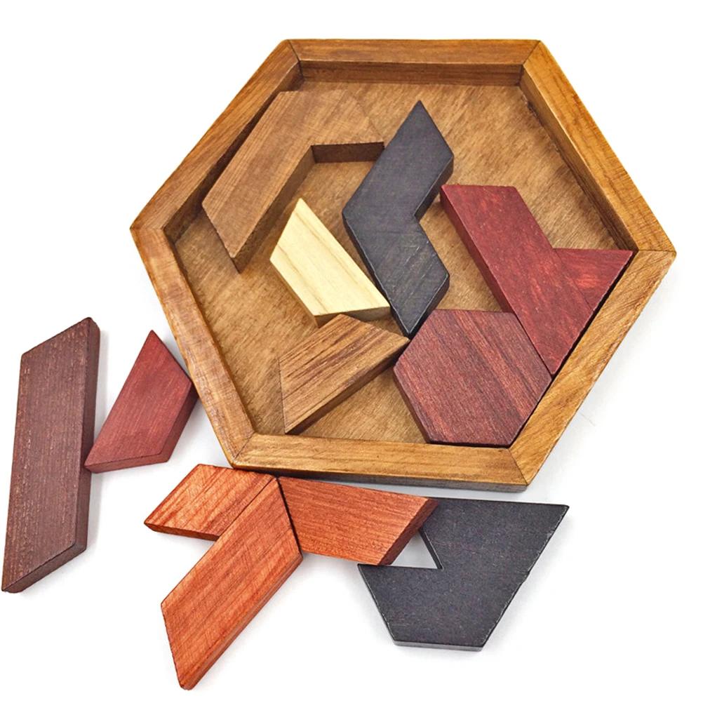 

Colorful Wood Tangram Jigsaw Board Shape Puzzle Toys Wooden Puzzle Geometric Brain Teaser Kids Children Educational Toys