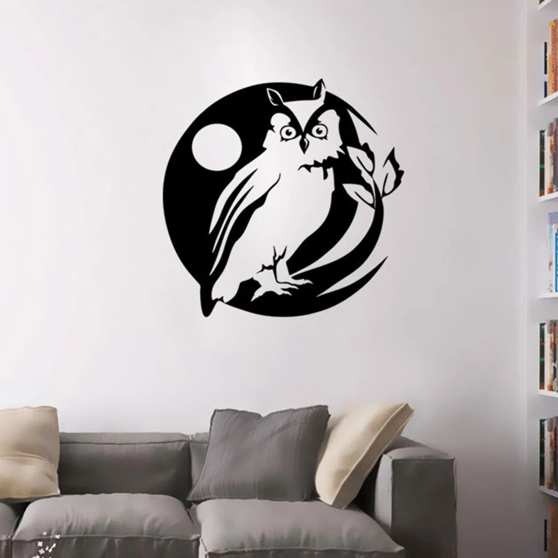 Black Owl On The Tree Pattern Vinyl Wall Stickers Art Wall Decals