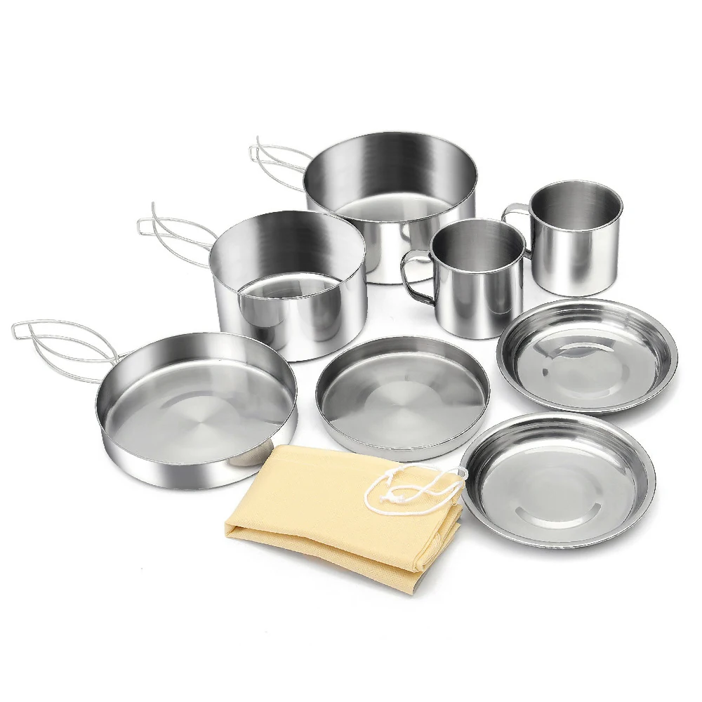 

GeerTop Ultralight Stainless Steel Camping Cookware Set Food Grade Material Tableware Outdoor Utensils Cooking Pot Fry Pan Cups