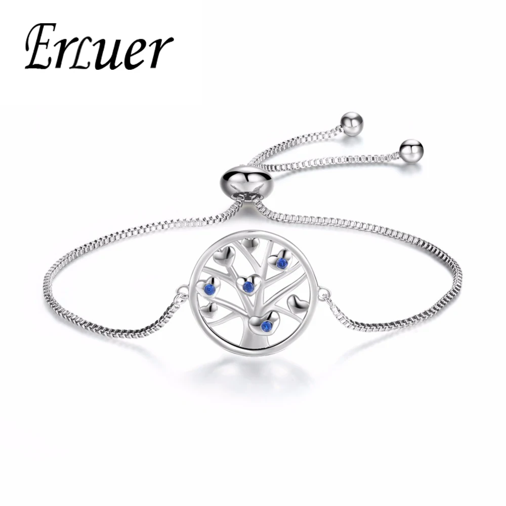 

ARUEL Hot Sale Tree of Life Cubic Zirconia Chain adjustable Silver plating Trendy Bracelets & Bangles for women fashion Jewelry