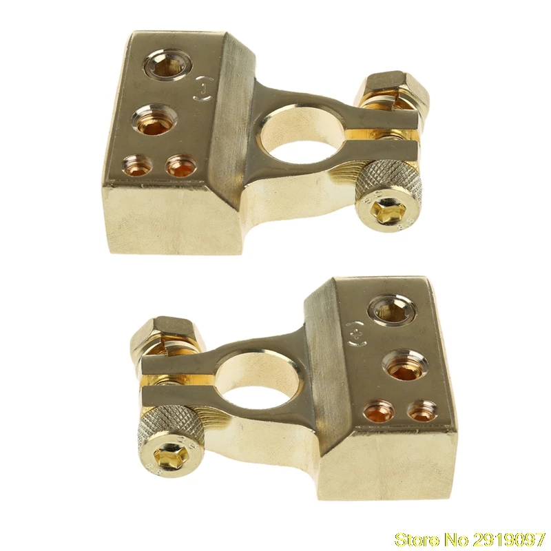 

New Arrive 2 Pcs Gold Plated Car Battery Terminal Positive Nagative F 0/1 2 4 8 AWG Tool Drop Shipping Support