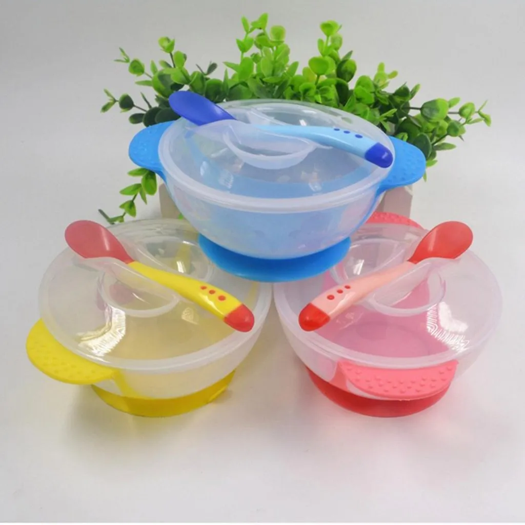 

Baby Bowl Tableware Set Infants Feeding Bowls Sucker Sensing Suction Cup