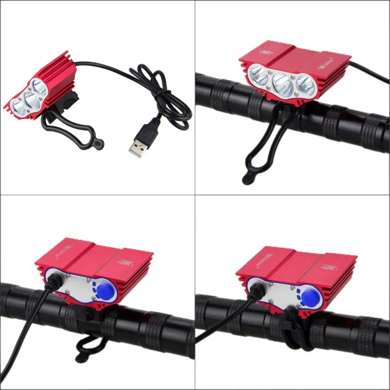 Best USB 10000LM LED Bike Headlamps3XT6  LED Bike Light  Front Handlebar Torch +Rechargeable 4x18650 Battery+Charger 21