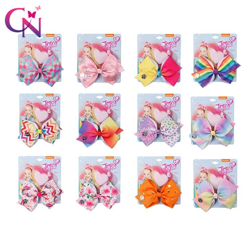 

5" JoJo Bows Rainbow Unicorn Printed Grosgrain Ribbon Hair Bow Handmade Cute Bowknot Girls Princess Party Hair Accessories