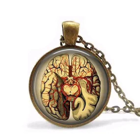 Anatomical brain necklace pendant Gothic necklace science pendant