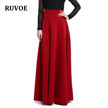 

Maxi Long Skirt Floor Length Ladies High Waisted Skirts Women Burgundy Black Saias Longa 2018 Femininas Formal Jupe Femme EN-18