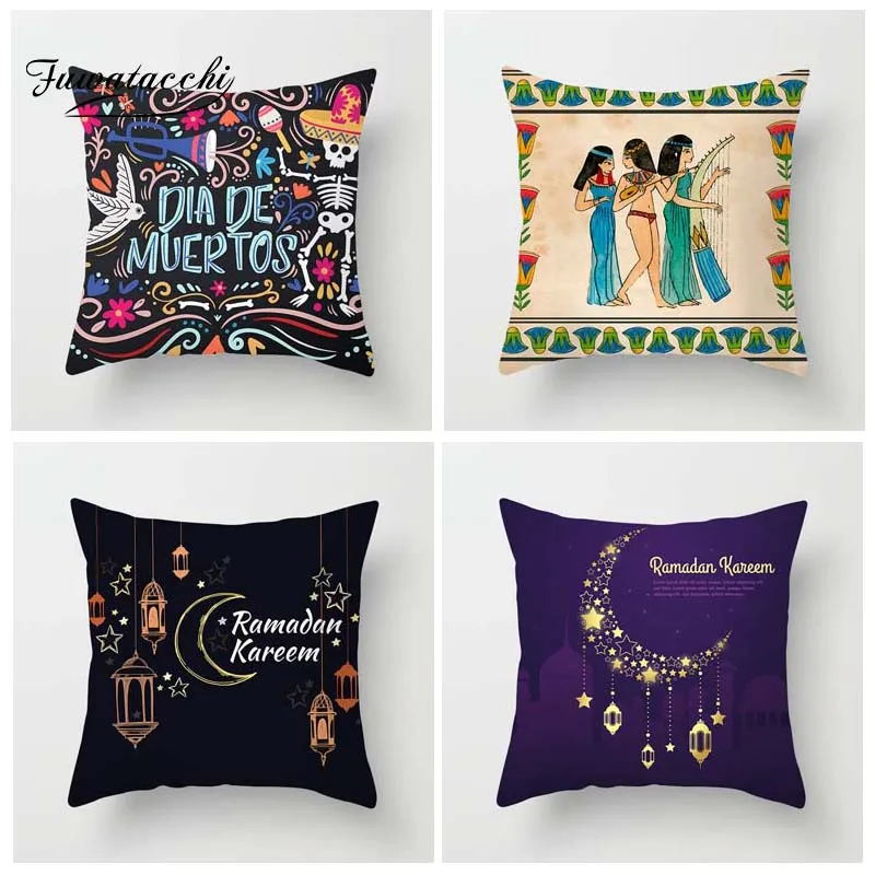 

Fuwatacchi Christmas Style Cushion Cover Egyptian Mythology Printed Pillow Cover Cartoon Dog Decorative Pillows For Sofa Car