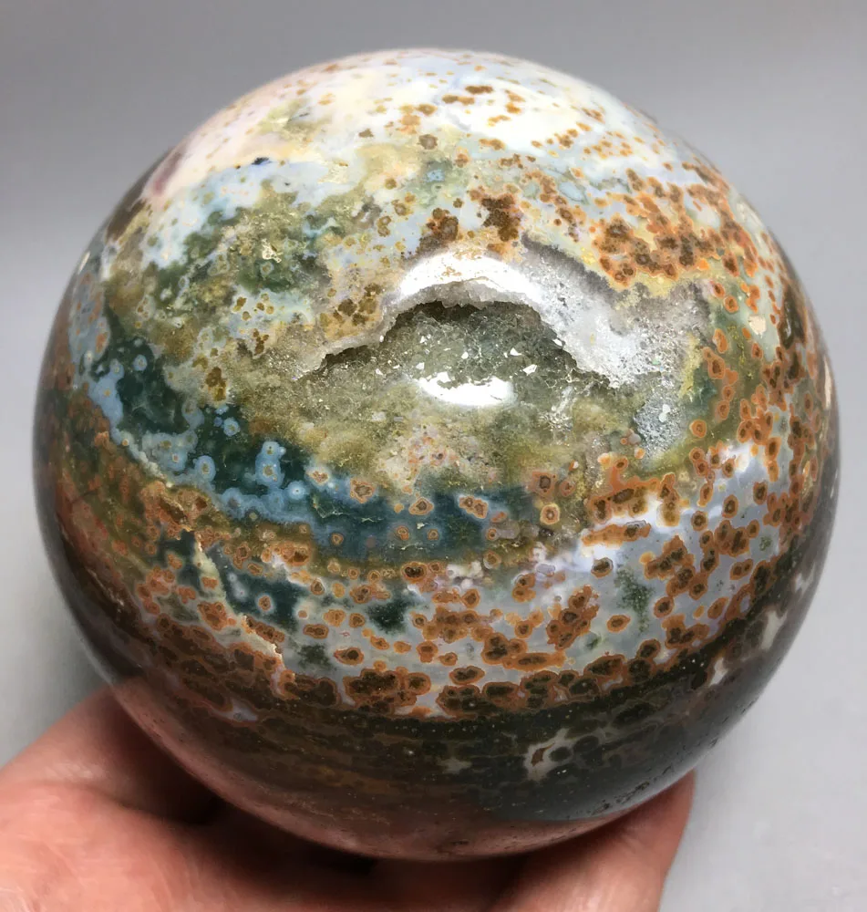 

1186g Beautiful natural quartz crystal polishing energy healing ocean jasper ball for sale