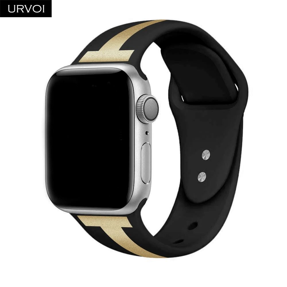 URVOI спортивный ремешок для Apple Watch series 5 4 3 2 1 силиконовый ремешок для iWatch Красочный мягкий Сменный адаптер AW 38 40 42 44 мм