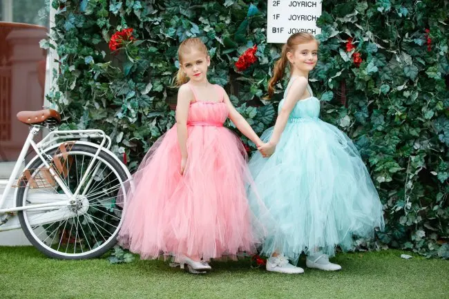 2 Colors Summer Girl dress Kids dresses for girls Pink Blue Gauze Mesh sleeveless Tutu princess