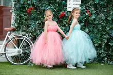 2 Colors Summer Girl dress Kids dresses for girls Pink Blue Gauze Mesh sleeveless Tutu princess
