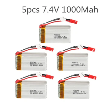 

5pcs 7.4V 1000Mah Li-Polymer Lipo Battery jst plug For WLToys V262 V333 V353 V912 V915 FT007 DEVO4 MJX X600 RC Helicopter