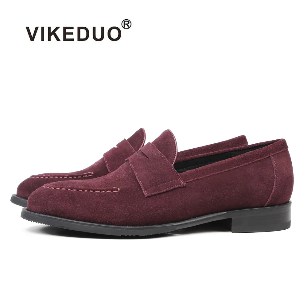 

Vikeduo Casual Suede Shoes Women Solid Vintage Handmade Shoe Ladies Summer Zapato Feminino Dark Red Retro Loafer Sapato Mujer