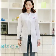 Женский зимний стоячий воротник с длинным рукавом униформа медсестры стоматологическая клиника Униформа доктора зауженный крой доктор белое пальто