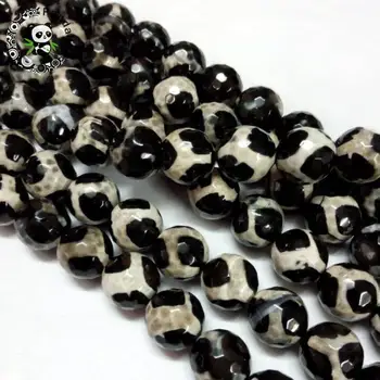 

Tibetan Style dZi Beads, Natural A gate, Dyed, Faceted Round, 12mm, Hole: 1mm; about 32pcs/strand, 15"