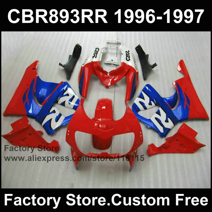 Комплекты обтекателей на вторичном рынке для HONDA CBR900RR 96 97 CBR 893RR 1996 1997 красный