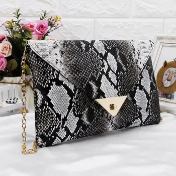 

Women Envelope Clutch Handbag Snakeskin Pattern Chain Shoulder Crossbody Bag