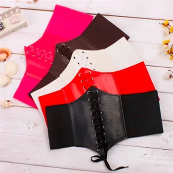 

2018 Fashion Corset Wide PU Leather Slimming Body Shaping Belts For Women,Elastic Tight High Waist Wide Belt,ceinture Femme
