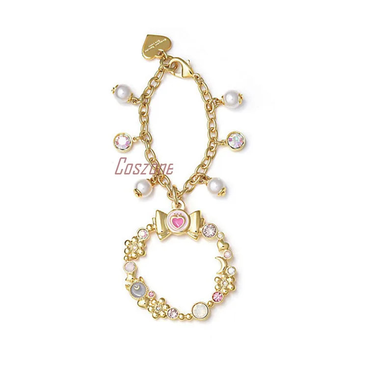 Anime Sailor Moon Luna 25th Anniversary Pendant Cosplay Pearl Keychain Keyring Car Bag Holder Accessory Gift