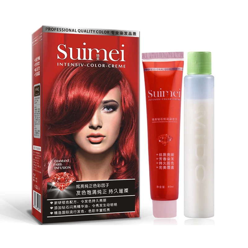 Professional Permanent Hair Dye Color Cream Styling Tools Green Red Hair Wax  Dye Coloring Cream Diy With Creme Developer 80mlx2 - Hair Color - AliExpress