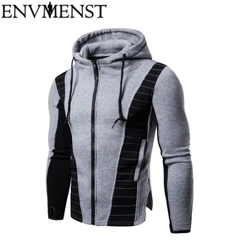 

2018 Autumn Men's Hoodies With Hat Men Street Autumn Fashion Casual Patchwork Clothing Hoody Pullover Hoody Clothing dropship