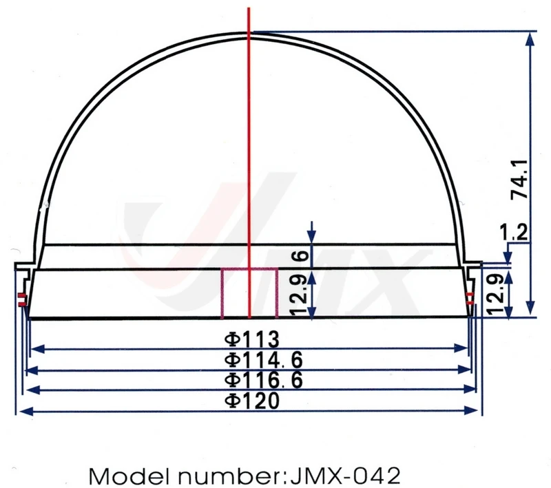 JMX 4.2 INCH Acrylic Indoor / Outdoor CCTV Replacement Screw Thread Clear Camera Dome Housing Security Dome Camera Housing