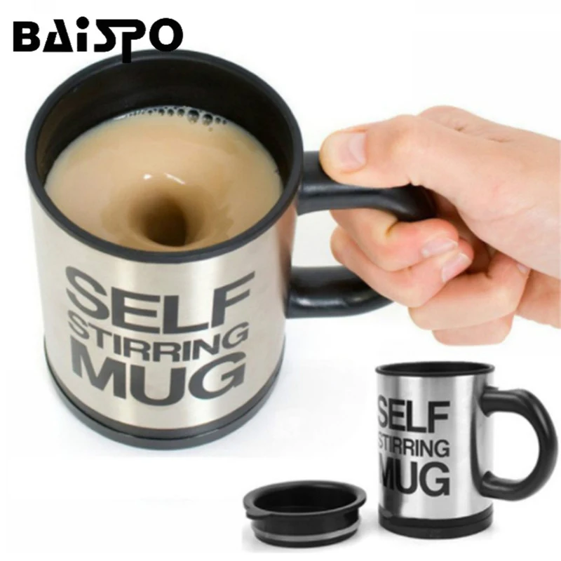 

BAISPO 400Ml Mug Automatic Electric Lazy Self Stirring Mug Automatic Coffee Milk Mixing Mug Tea Smart Stainless Steel Mix cup