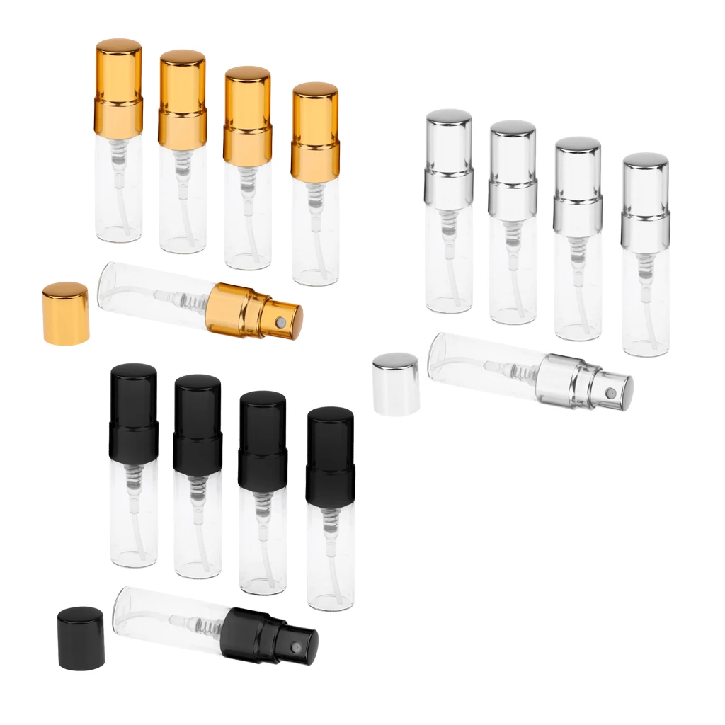 15Pcs 3ml Empty Perfume Aftershave Spray Bottles Refillable Makeup Cosmetics Travel Fine Mist Sprayer Containers