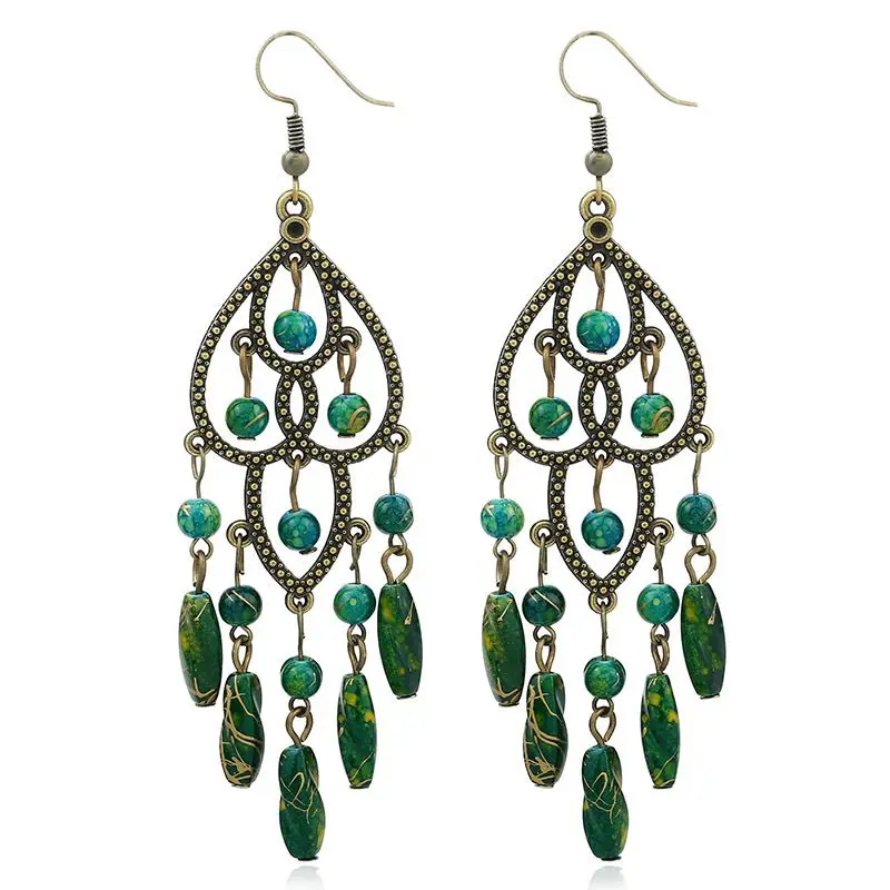 

Long Large Bohemian Heart Dangling Tassel Earrings For Women Fashion Jewelry 2019 Wedding Bride Earrings Women Accessories
