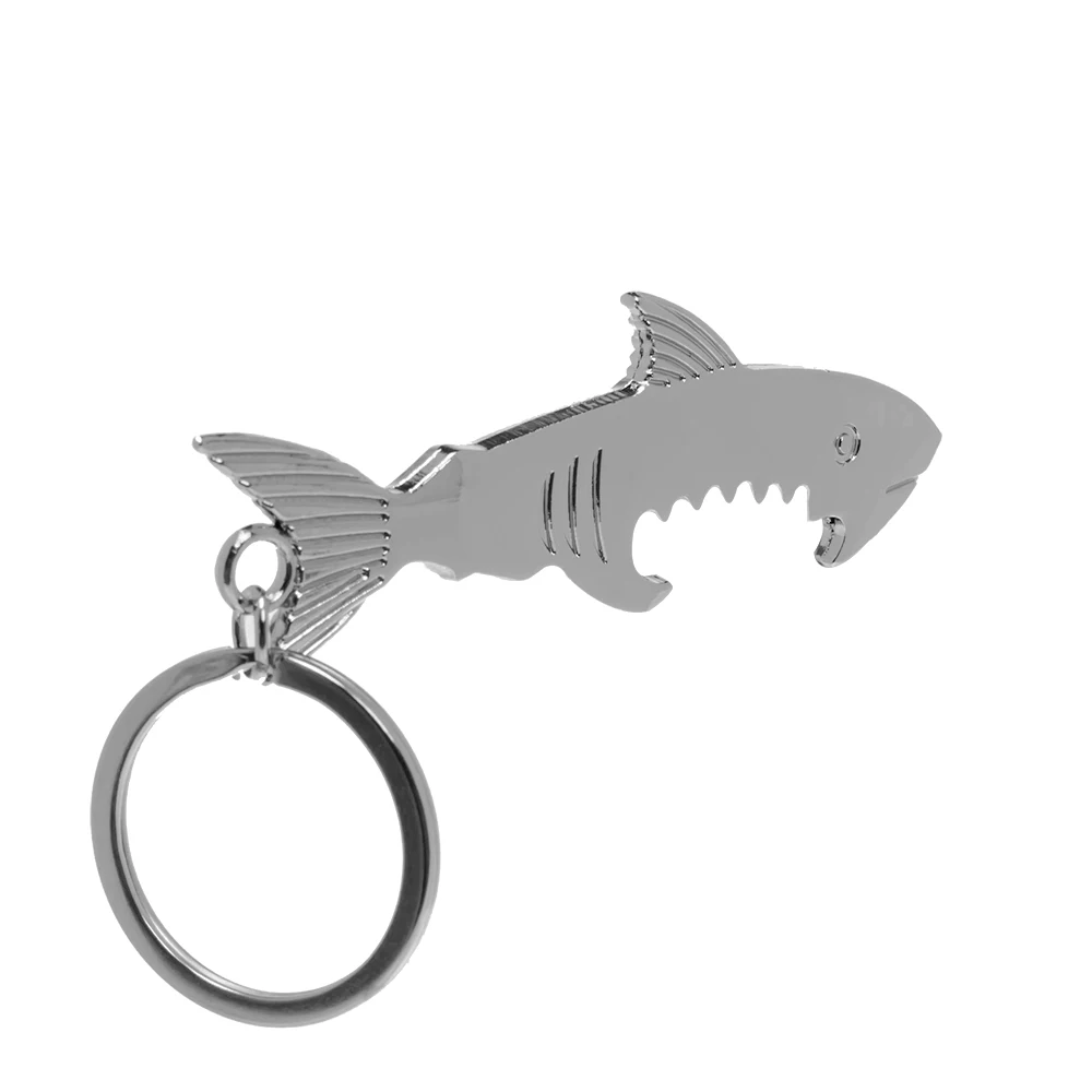 Shark Shaped Bottle Opener Keychain Zinc Alloy Key Ring Beer Opener Silver Bottle Beer Openers Kitchen Accessories Creative Gift